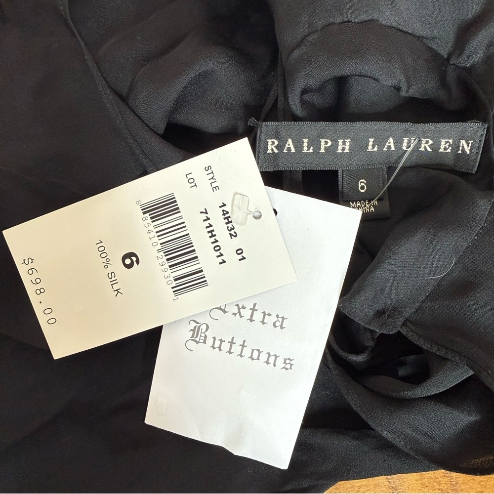New Ralph Lauren black label Silk black top halter neck rufle sleeveless - Picture 7 of 10